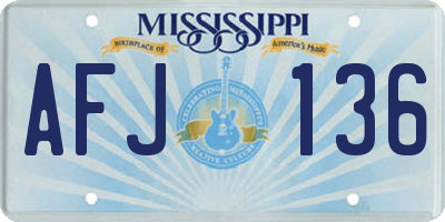 MS license plate AFJ136