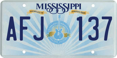MS license plate AFJ137