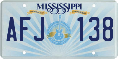 MS license plate AFJ138