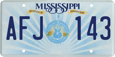 MS license plate AFJ143