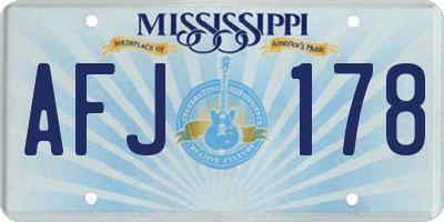 MS license plate AFJ178