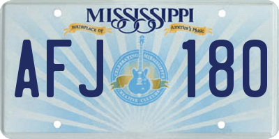 MS license plate AFJ180