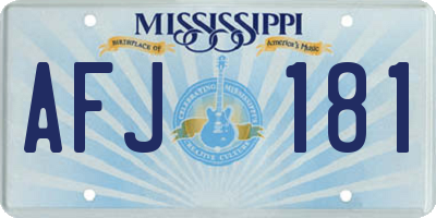 MS license plate AFJ181