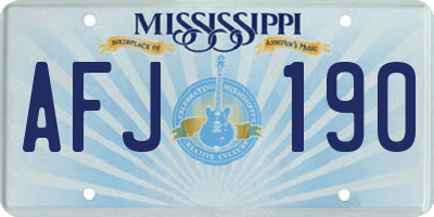 MS license plate AFJ190