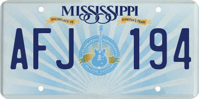 MS license plate AFJ194