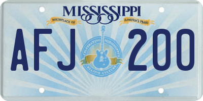 MS license plate AFJ200