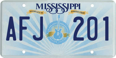 MS license plate AFJ201