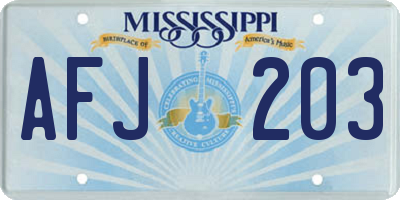 MS license plate AFJ203