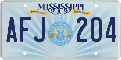 MS license plate AFJ204