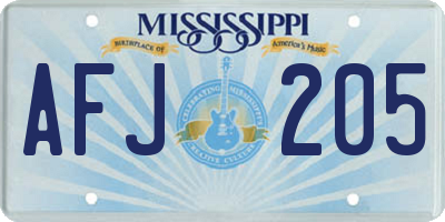 MS license plate AFJ205