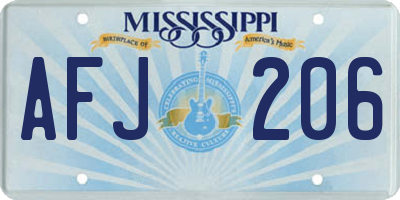 MS license plate AFJ206