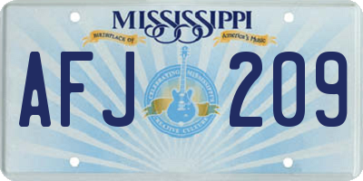 MS license plate AFJ209