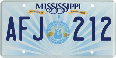 MS license plate AFJ212