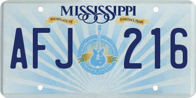MS license plate AFJ216