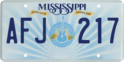 MS license plate AFJ217