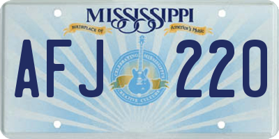 MS license plate AFJ220