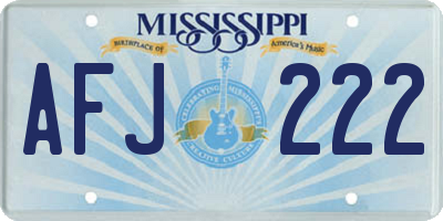 MS license plate AFJ222