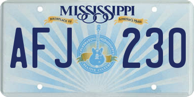 MS license plate AFJ230