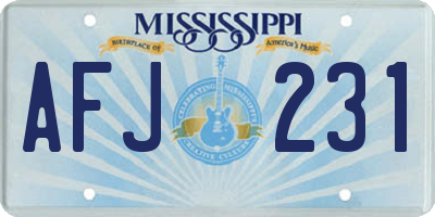 MS license plate AFJ231