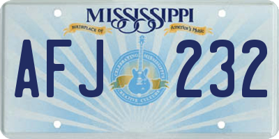 MS license plate AFJ232