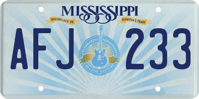 MS license plate AFJ233