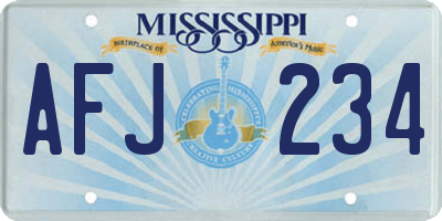 MS license plate AFJ234