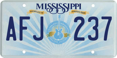 MS license plate AFJ237