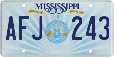 MS license plate AFJ243
