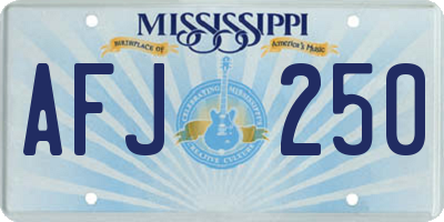 MS license plate AFJ250