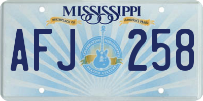 MS license plate AFJ258