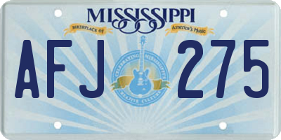 MS license plate AFJ275