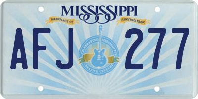 MS license plate AFJ277