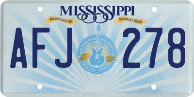 MS license plate AFJ278