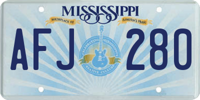 MS license plate AFJ280
