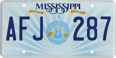 MS license plate AFJ287