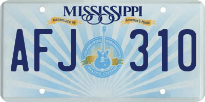 MS license plate AFJ310