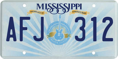 MS license plate AFJ312