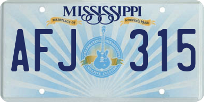 MS license plate AFJ315