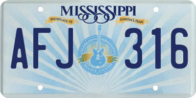 MS license plate AFJ316