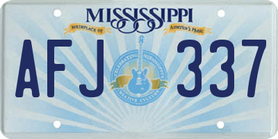 MS license plate AFJ337