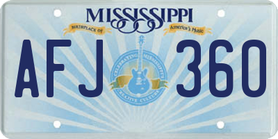 MS license plate AFJ360