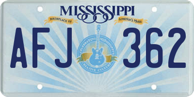 MS license plate AFJ362