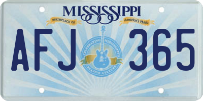 MS license plate AFJ365