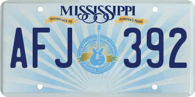 MS license plate AFJ392