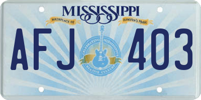 MS license plate AFJ403