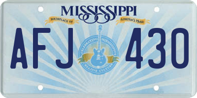 MS license plate AFJ430