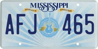 MS license plate AFJ465