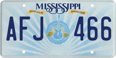 MS license plate AFJ466
