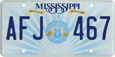 MS license plate AFJ467