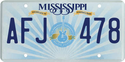 MS license plate AFJ478